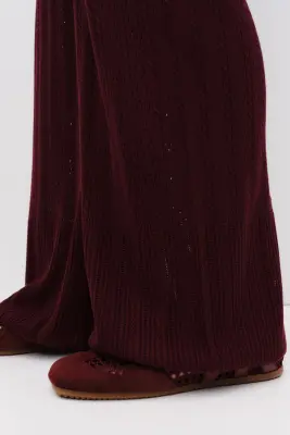 Pantalon en maille pointelle - Bordeaux — photo 3