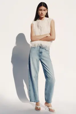 Barrel High Waist Ankle Jeans - Bleu denim clair — photo 3