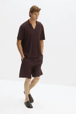 Short Four-way Stretch Loose Fit - Marron foncé — photo 2