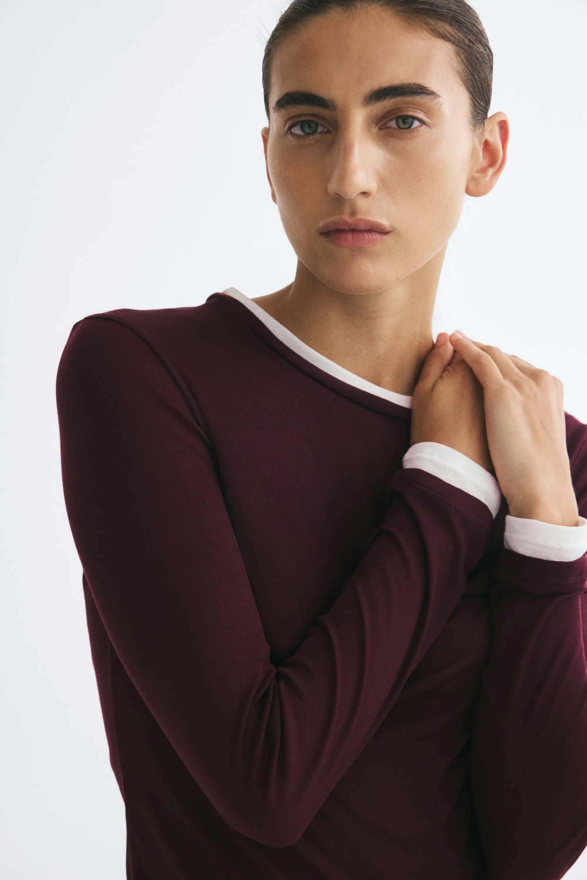Top à effet superposé - Violet foncé