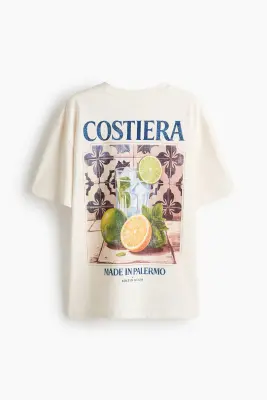 T-shirt oversize imprimé - Crème/Costiera — photo 2