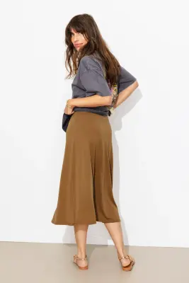 Jupe midi en jersey uni — photo 4