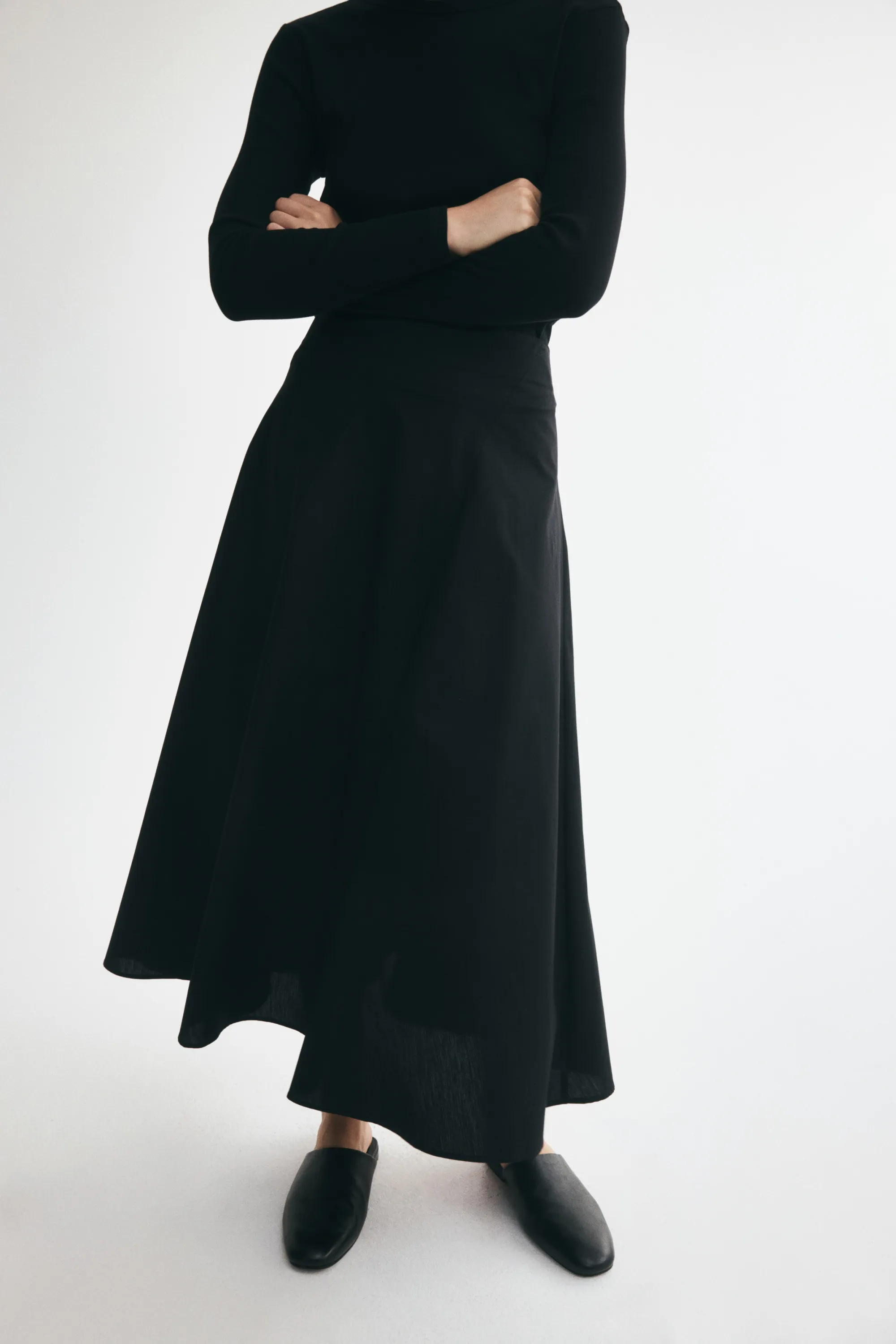 Jupe évasée en coton - Noir