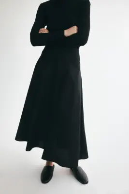 Jupe évasée en coton - Noir — photo 1