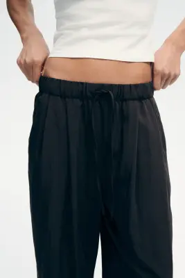 Pantalon ballon avec détails à nouer - Gris foncé — photo 1