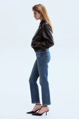 Slim High Waist Ankle Jeans - Bleu denim — photo 3