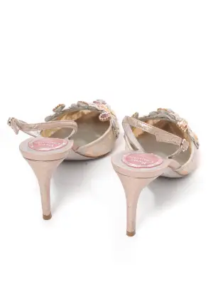 Escarpins slingback en tulle gris perle brodé de cristal Prix boutique 970€ Taille 36 — photo 4