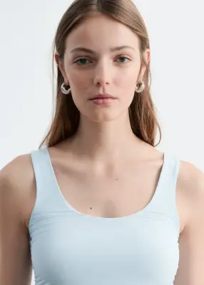 Robe longue froncée en jersey - Bleu clair — photo 2