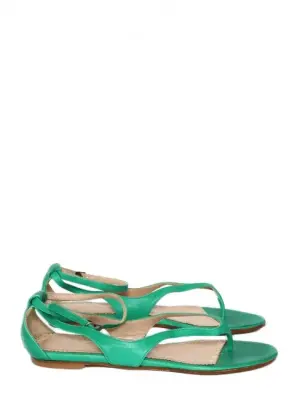Sandales plates en cuir vert Px boutique 500€ Taille 37 NEUVES — photo 1