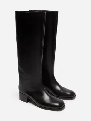 Bottes en cuir jusqu'au genou - Noir — photo 2