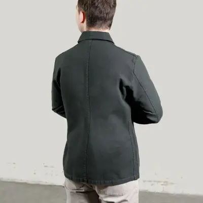 Veste de travail authentique coton bio 1G/5C - Khaki foncé — photo 5