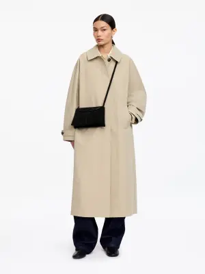Sac bandoulière en croûte de cuir suédé - Noir — photo 1