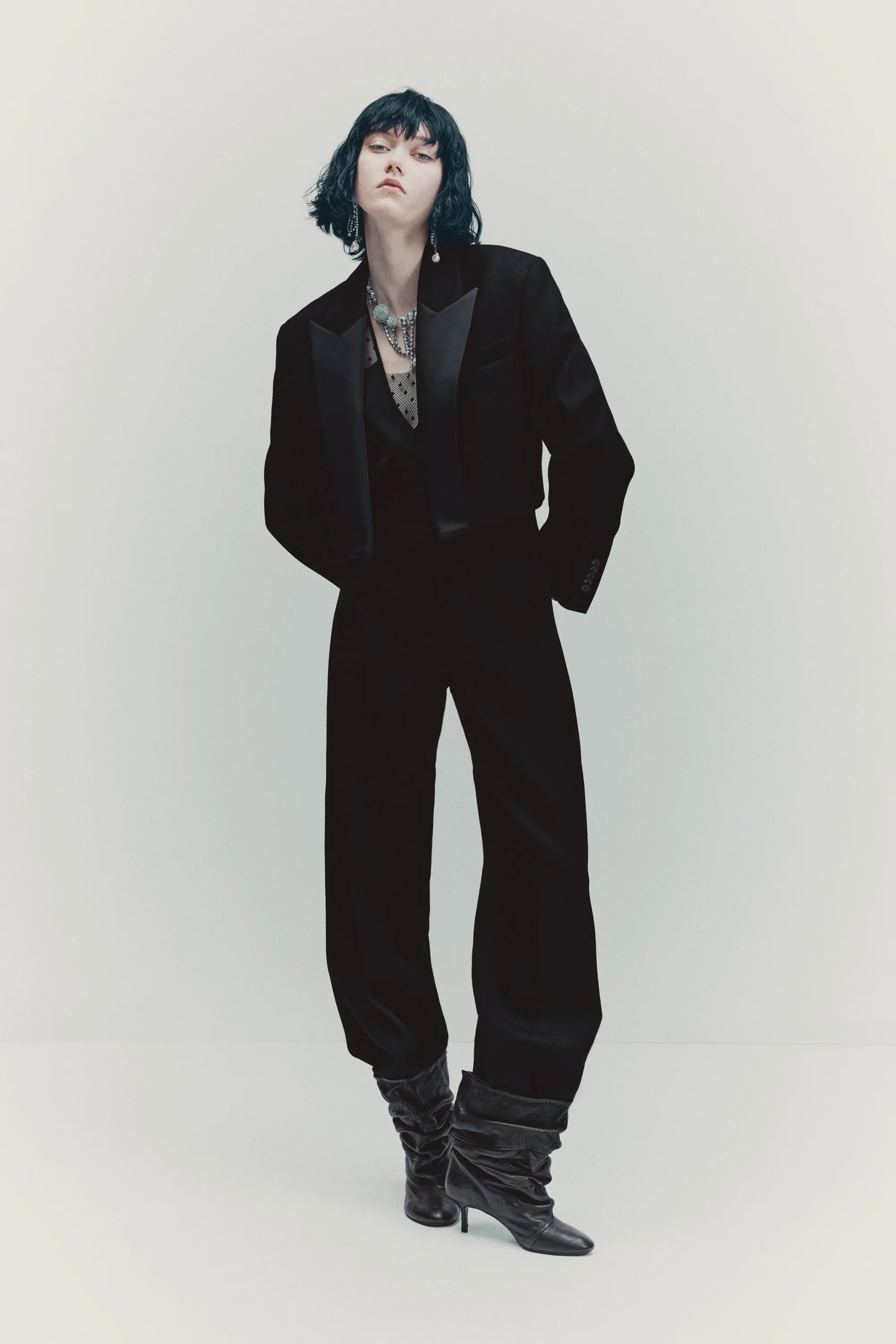 Veste de smoking en laine - Noir