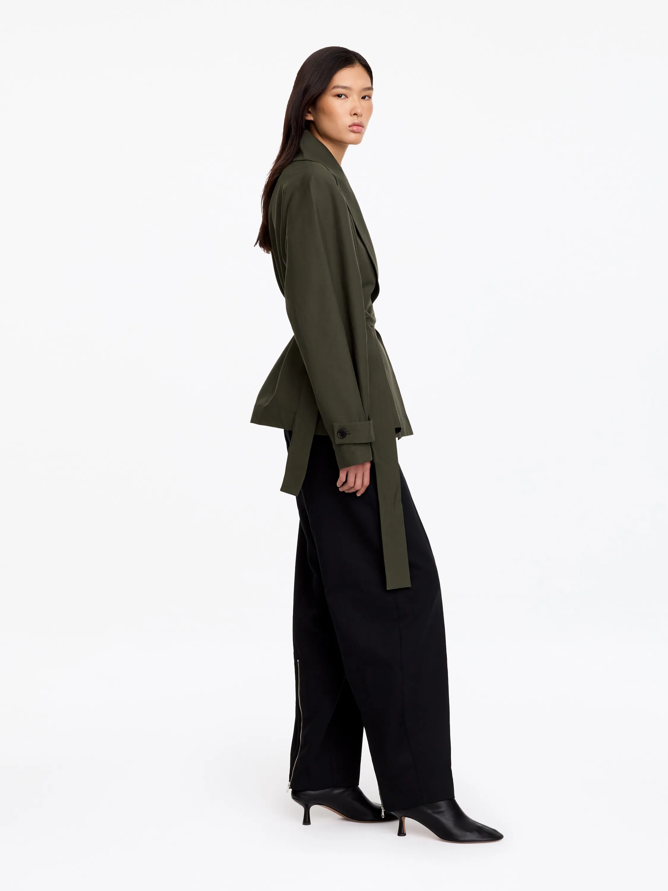 Veste à col châle - Vert kaki