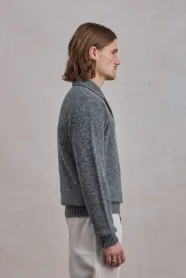 Pull col polo Shaggy Dog en laine - Gris Foncé — photo 5