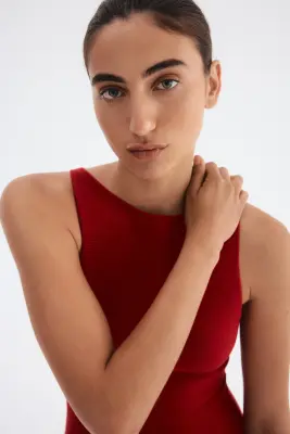 Robe en maille côtelée - Rouge — photo 2