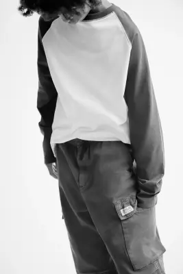 Pantalon cargo en coton - Vert kaki foncé — photo 1