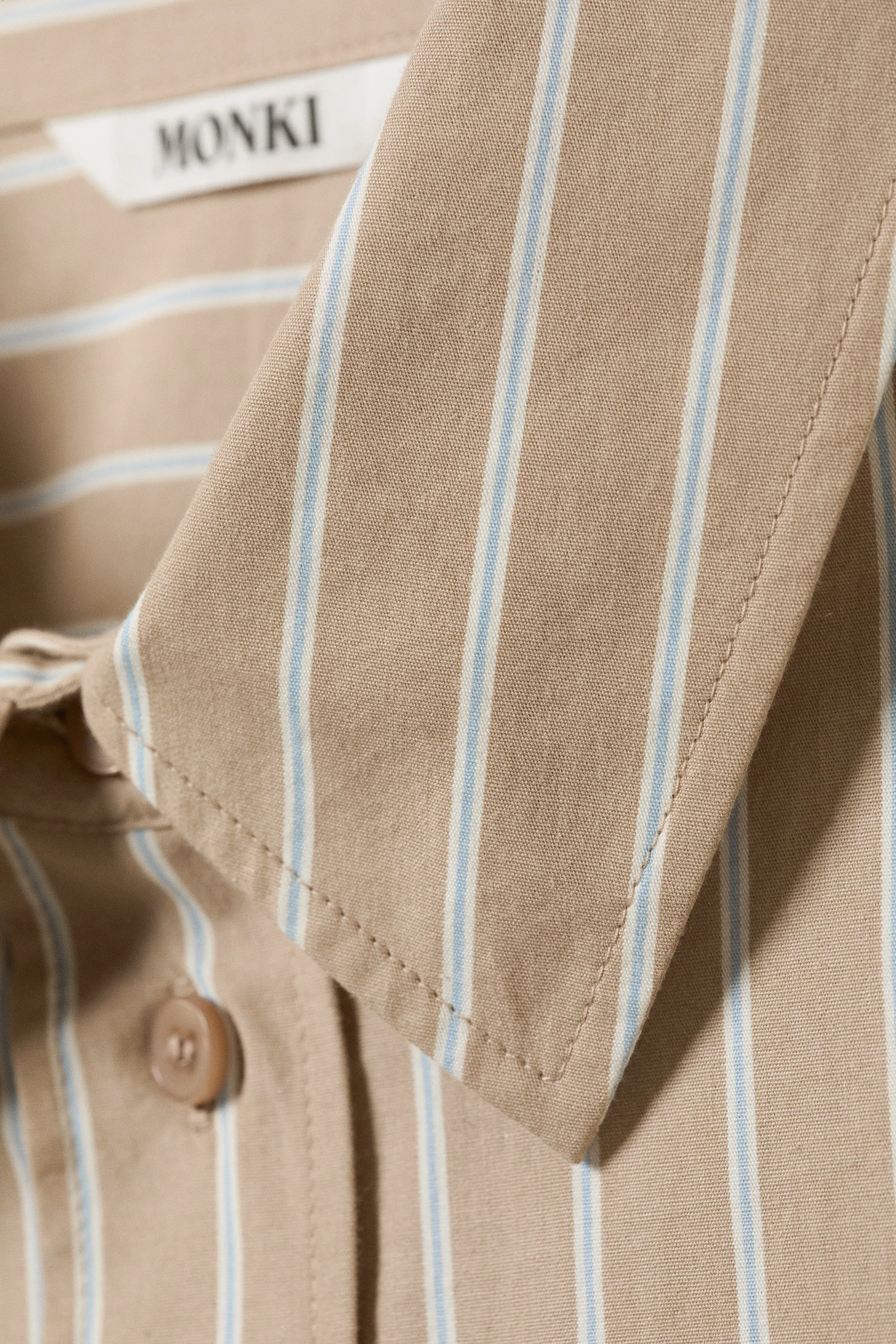 Chemise oversize à manches longues - Beige rayé
