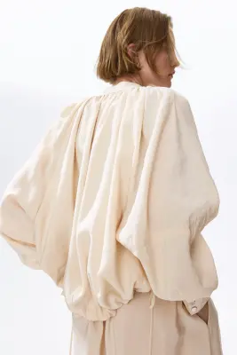 Veste à manches ballon en modal - Beige clair — photo 3