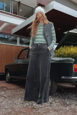 CESAR pantalon large velours — photo 2