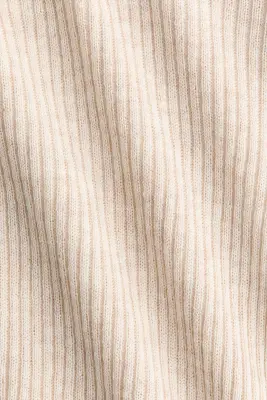 Top à encolure en V en maille côtelée - Beige clair chiné — photo 3