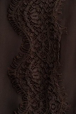 Robe en viscose avec dentelle - Marron foncé — photo 3