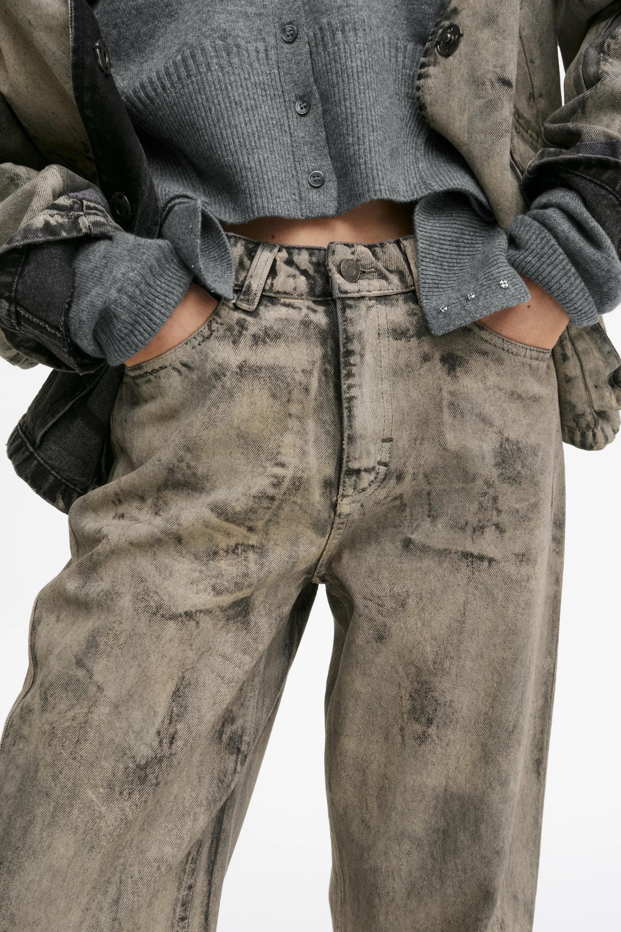 Jean à effet peint - Gris