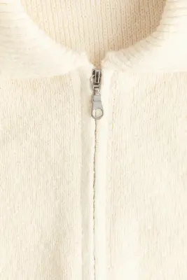 Gilet zippé en maille - Crème — photo 3