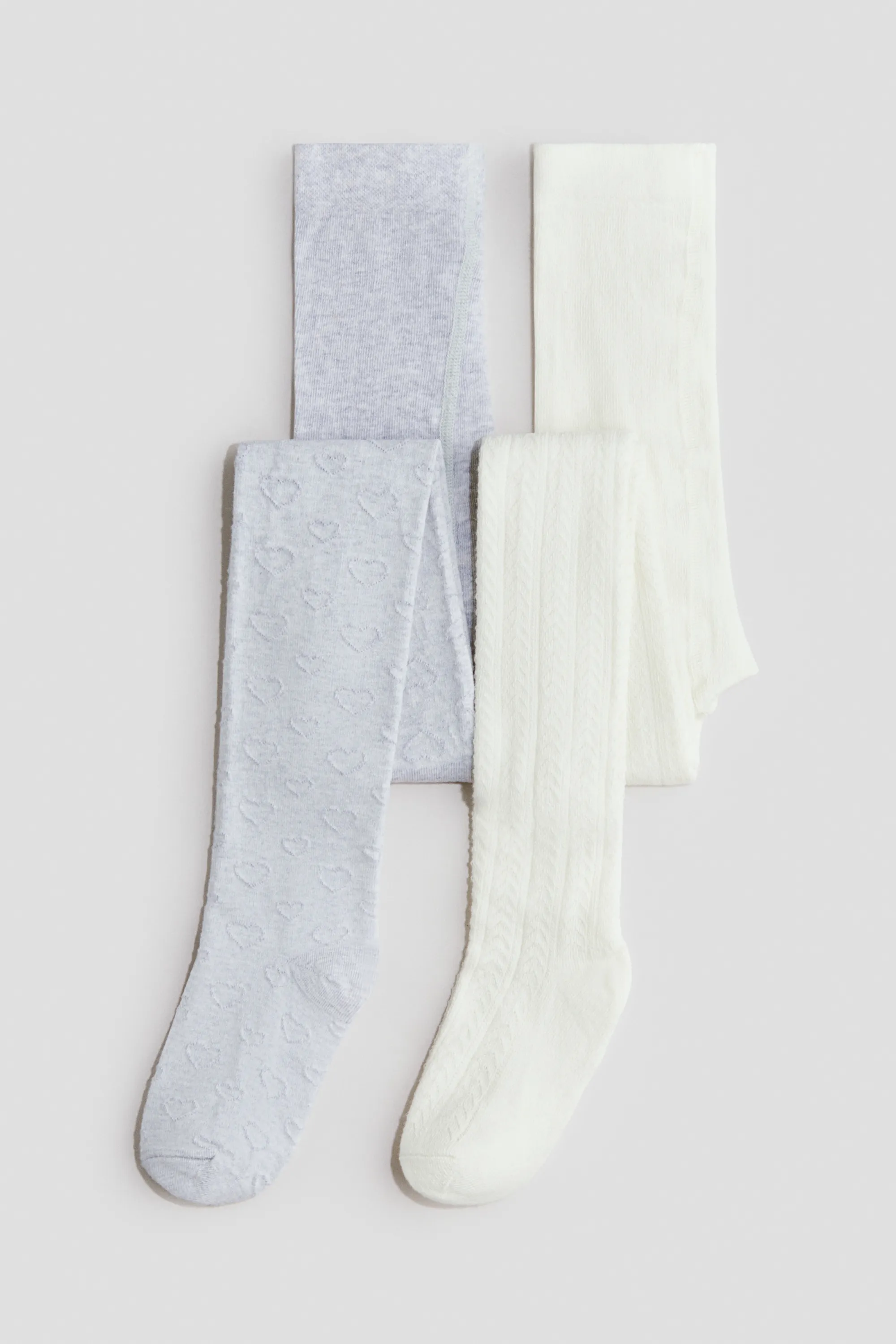 Lot de 2 collants en maille fine - Gris clair chiné/ivoire