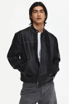 Veste racing en tissu enduit - Noir — photo 2