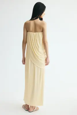 Robe bandeau à effet drapé - Jaune pâle — photo 3