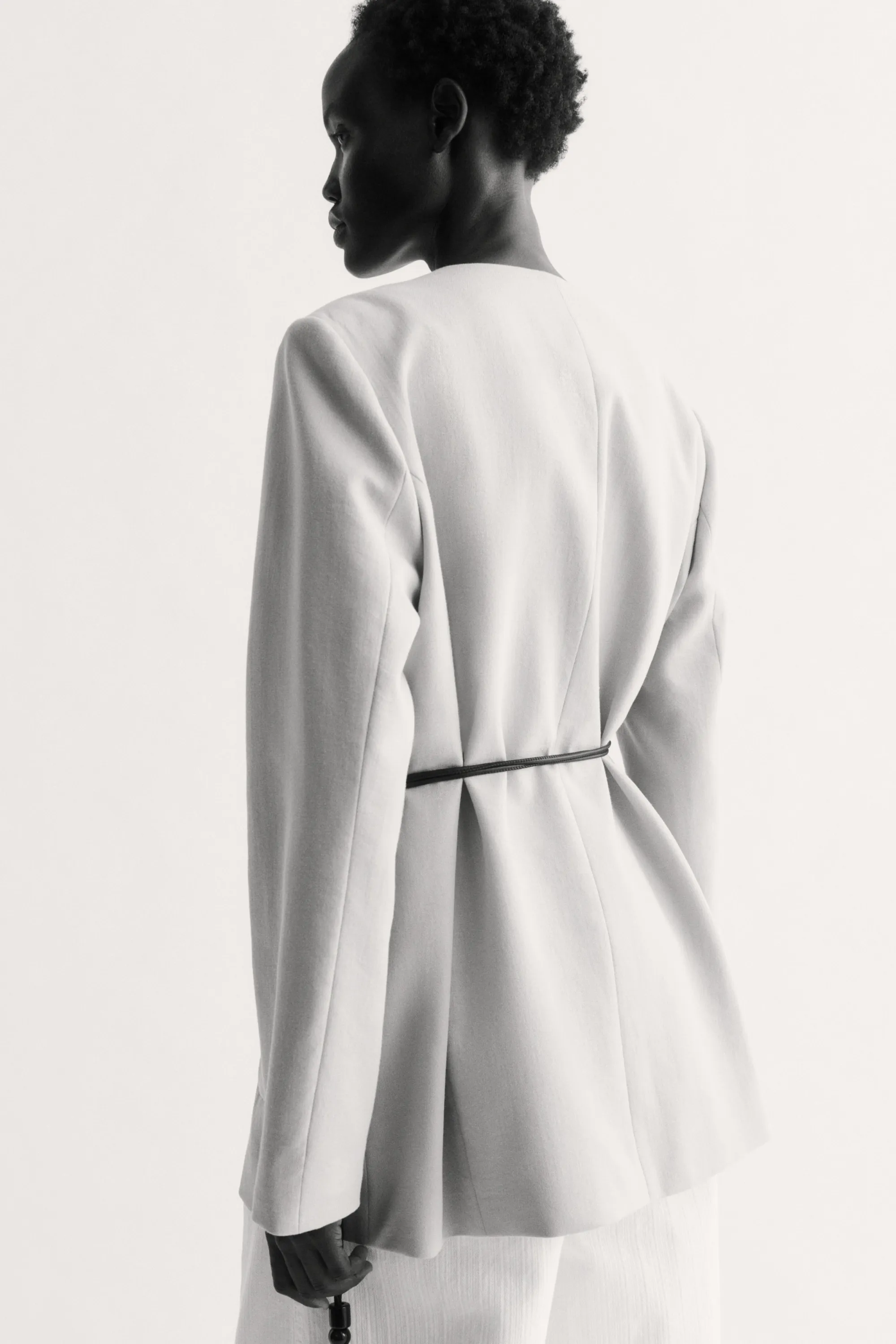Blazer oversize avec ceinture à nouer - Beige