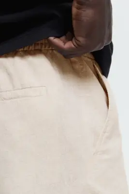 Pantalon Regular Fit en lin mélangé - Beige clair — photo 1