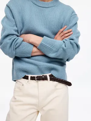 Pull en maille de laine épaisse - Bleu — photo 3