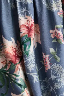Robe à boutons avec liens à nouer - Bleu ancien foncé/fleuri — photo 4