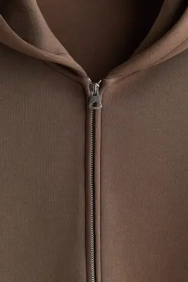 Veste à capuche zippée Oversized Fit en scuba - Taupe foncé — photo 5