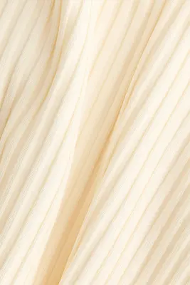 Robe frangée en maille côtelée - Crème — photo 4