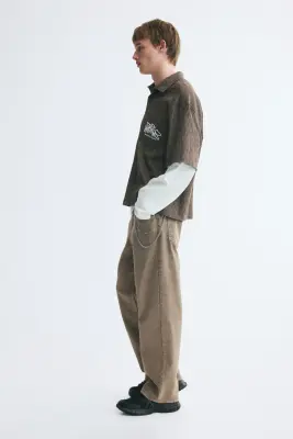 Pantalon Relaxed Fit en coton - Taupe — photo 3