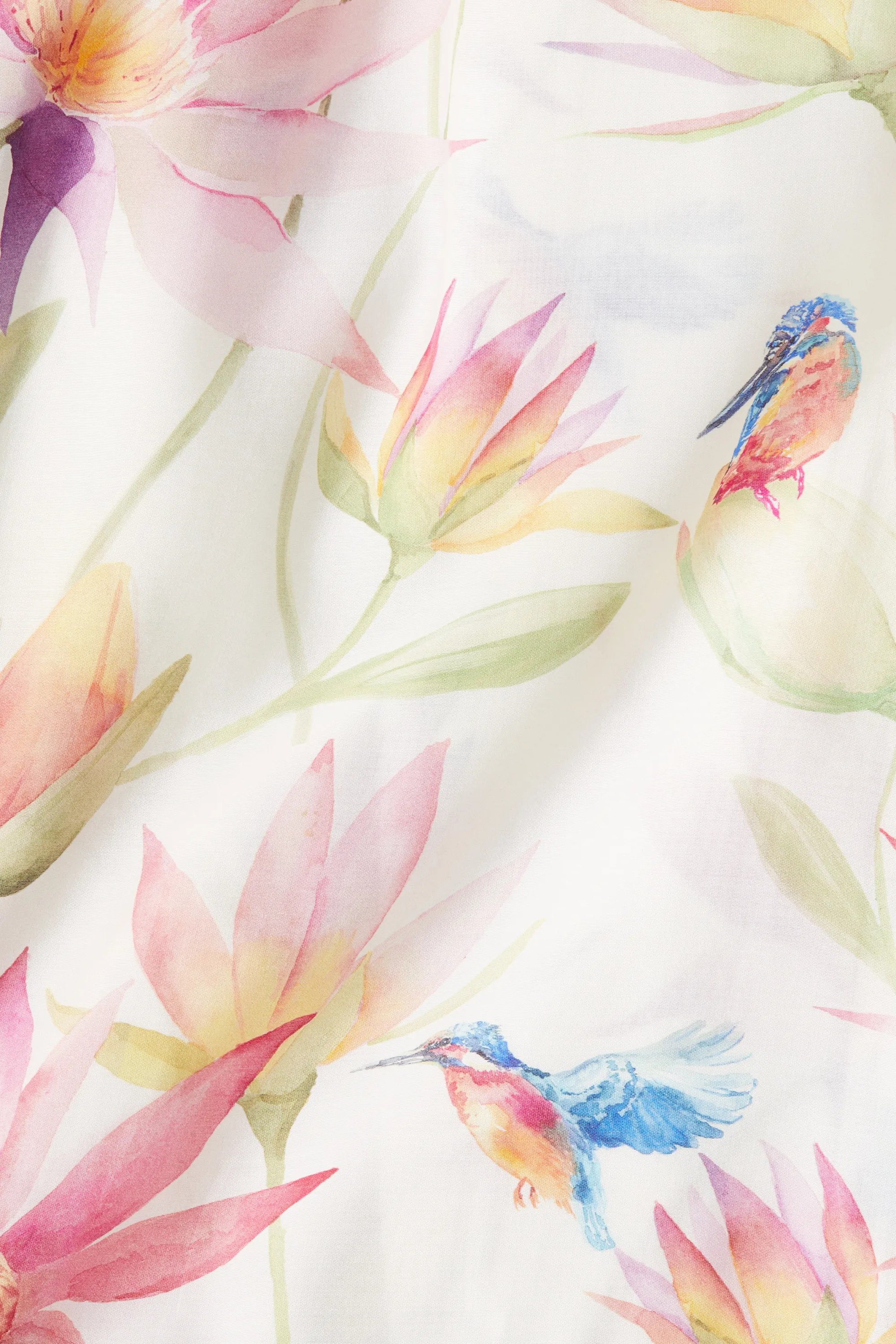 Robe à bretelles fines avec corsage smocké - Crème/fleuri