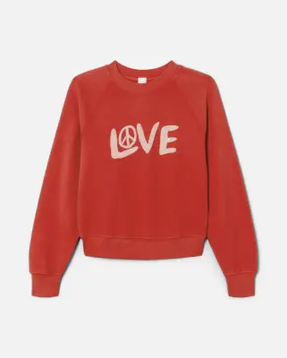 Nouveau ! RE/DONE Sweatshirt Love And Peace Heritage Red — photo 2