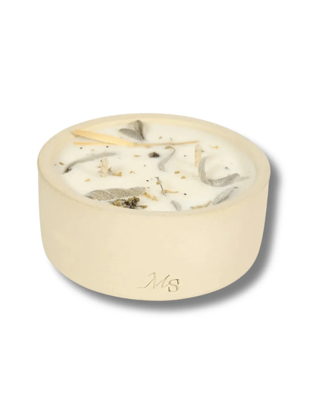 Bougie fleurie et pot en grès, parfum Jardin d'Hiver