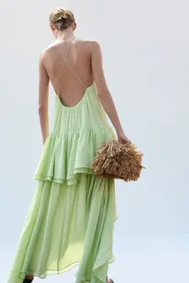 Robe asymétrique à étages - Vert clair — photo 3