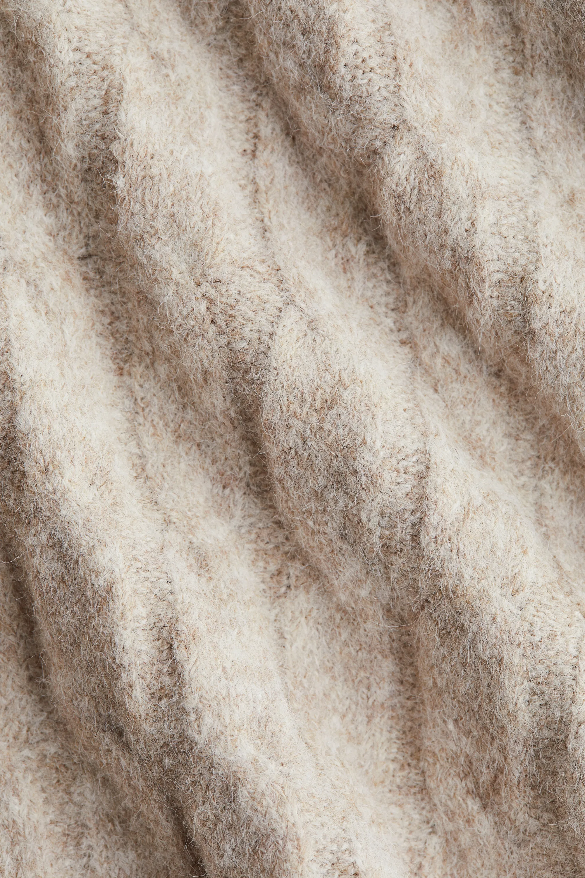 Pull façon polo en maille torsadée - Beige
