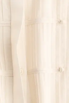 Blouse à boutons avec plis nervure - Beige clair — photo 5