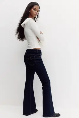 Flared Low Jeans - Bleu denim foncé — photo 2