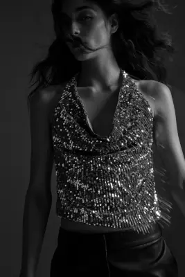 Top dos nu à sequins - Argenté — photo 2