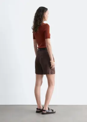 T-shirt ajusté en maille - Marron Clair — photo 4