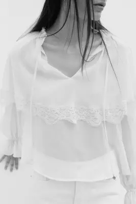 Blouse avec détail façon cape - Crème — photo 1
