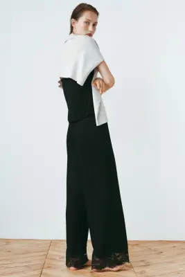 Pantalon de pyjama en viscose mélangée - Noir — photo 2