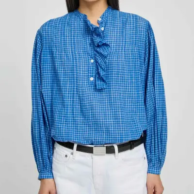 Blouse Fava blue check - LAURENCE BRAS — photo 2